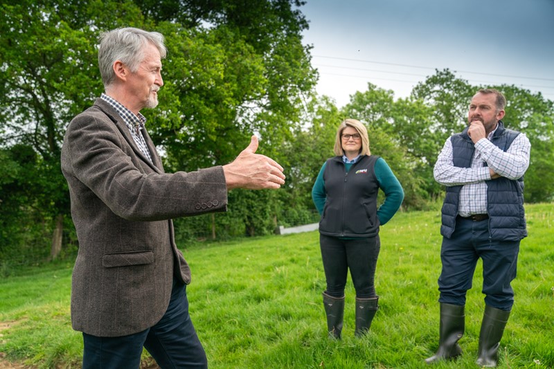 The Cabinet Secretary with Tori Morgan, NFU Cymru Policy Adviser and Roger Lewis, NFU Cymru TB Focus Group Chair