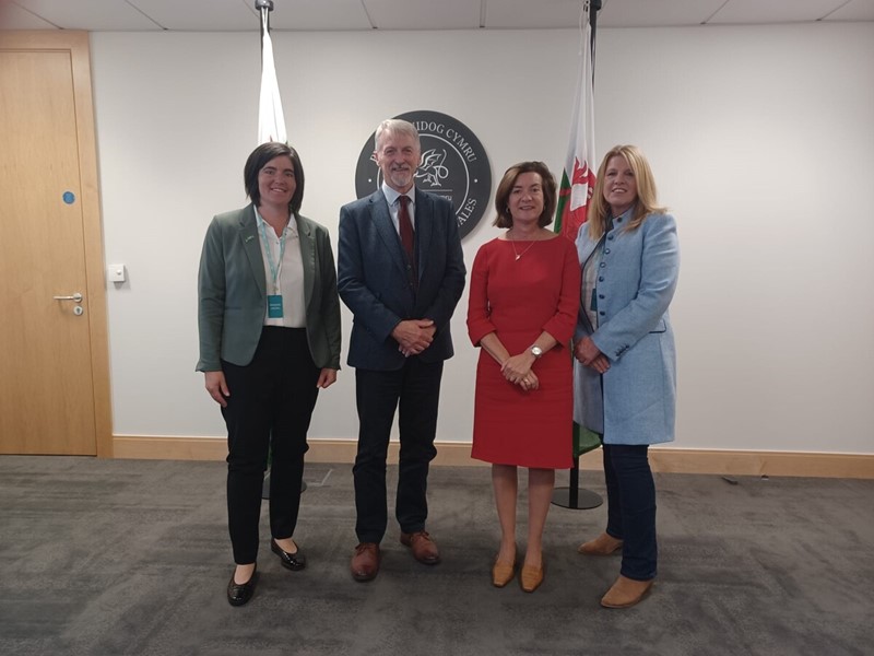 Pictured L-R: Abi Reader, NFU Cymru Deputy President; Huw Irranca-Davies MS, Deputy First Minister and Cabinet Secretary for Climate Change and Rural Affairs; Eluned Morgan, First Minister of Wales and Kath Whitrow, NFU Cymru LFA Board Chair