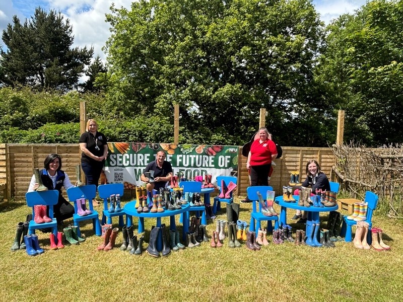 Wellies display at children's community charity