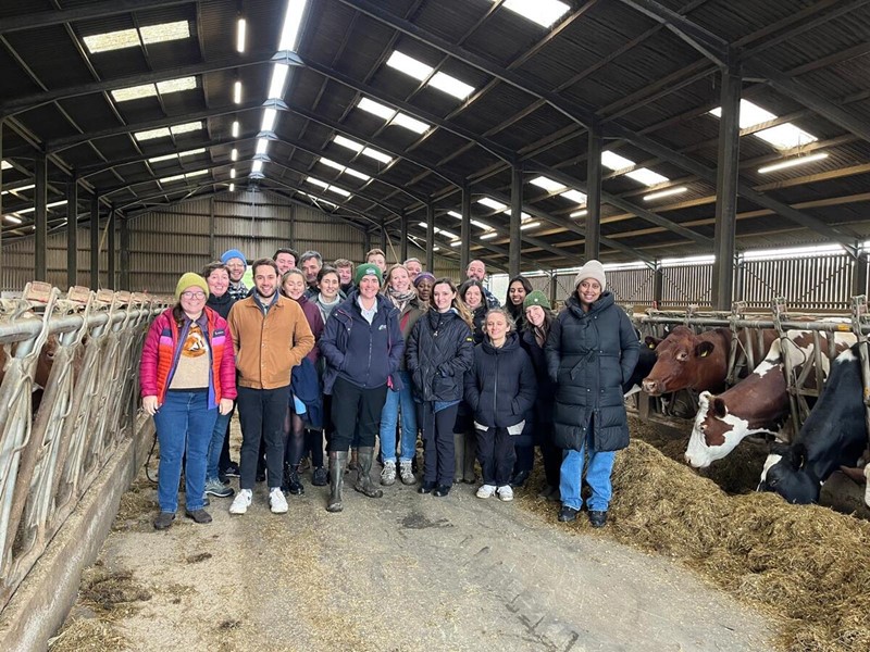 The agri-food attaches visiting Abi Reader's farm