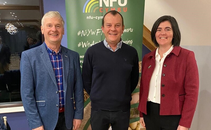 Pictured (L-R) - Haydn Evans, NFU Cymru County Vice Chairman; Martin Evans, and Abi Reader, NFU Cymru Deputy President