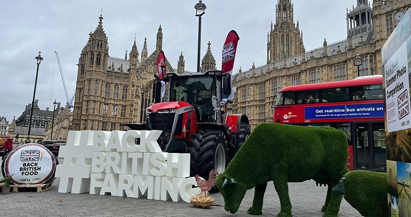 Tractor-outside parliament close up