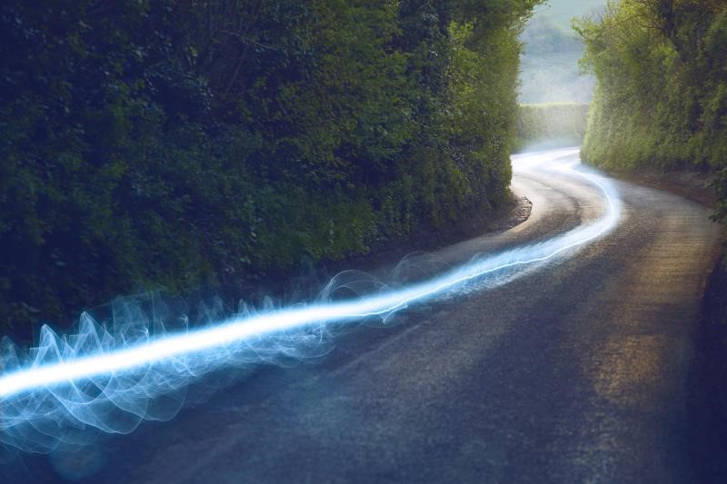 Fibre graphic running through a country road