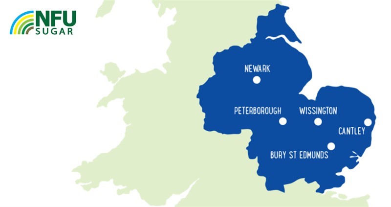 Map of sugar factories in the UK