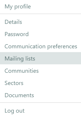 Membership area menu