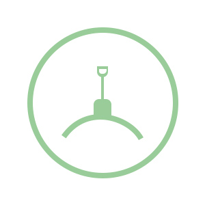 A graphic of a spade digging into soil