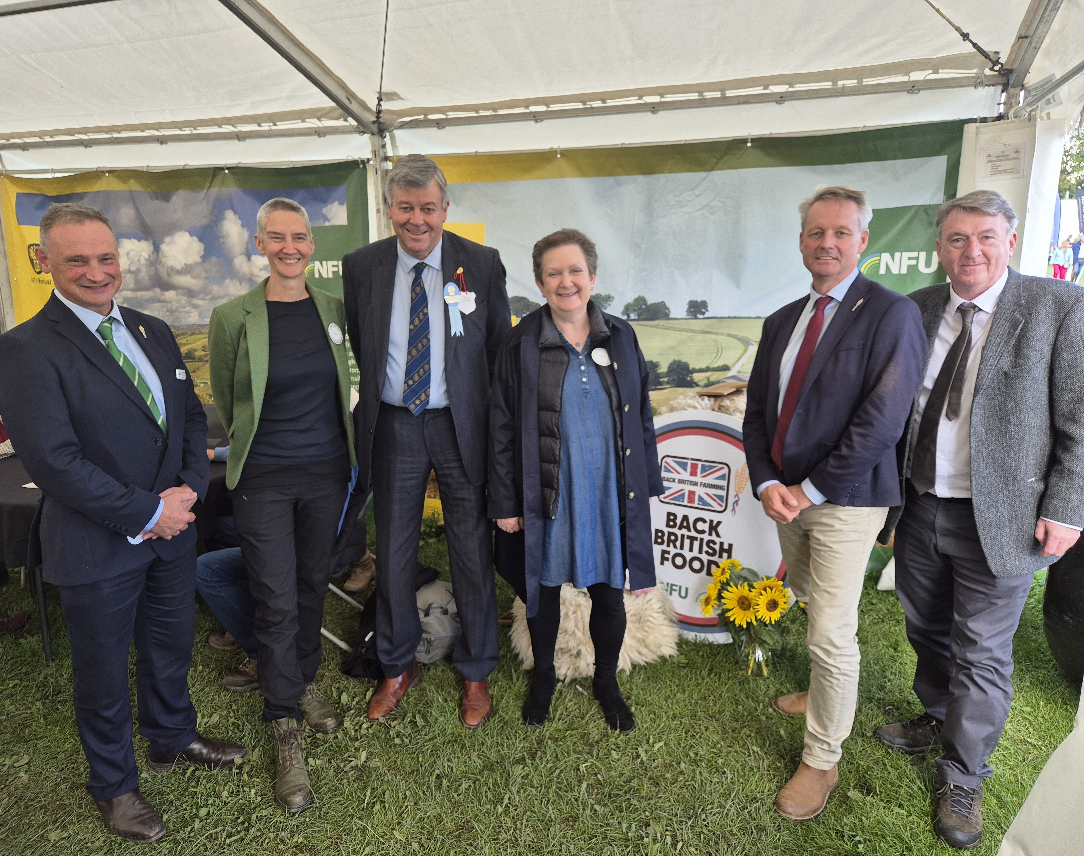 A photo of attendees at NFU's meeting with Defra and RPA at the NFU tent at Westmorland County Show