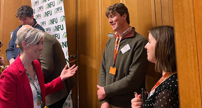 Daisy Cooper MP, Student & Young Farmer ambassador Jon Watt and Olivia Phoenix (NFU head of external affairs)