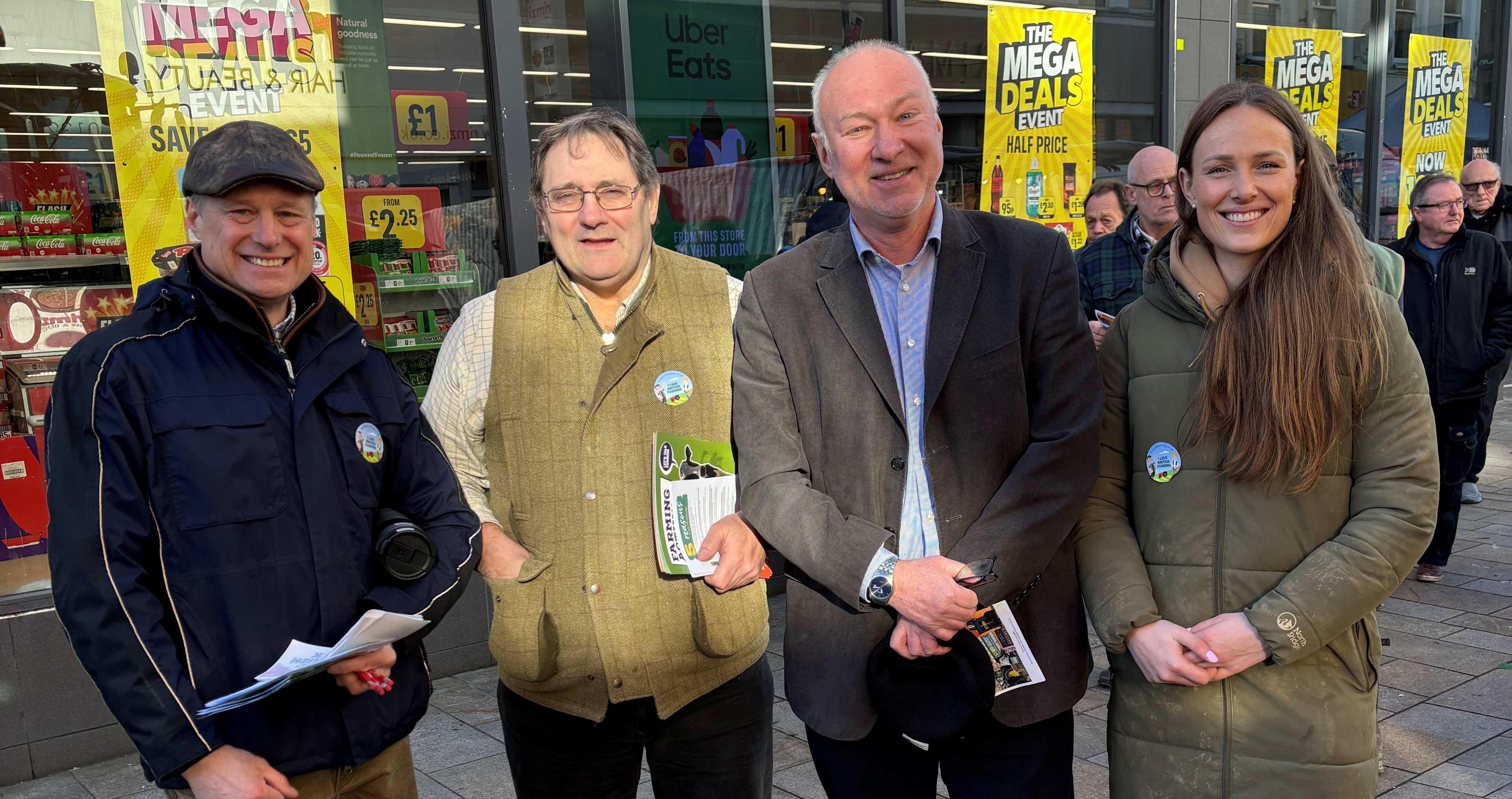 Jim Dickson MP in Dartford with Duncan Pierce, Kent Vice Chair Steven Glover and Alice Montgomery