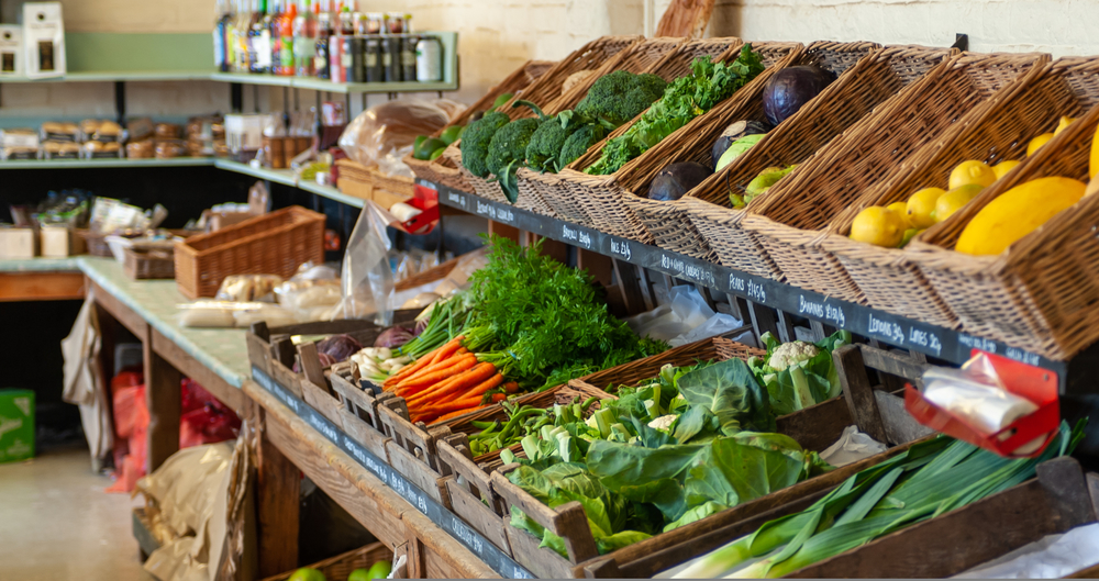 Fruit and vegetable in an organic retail outlet